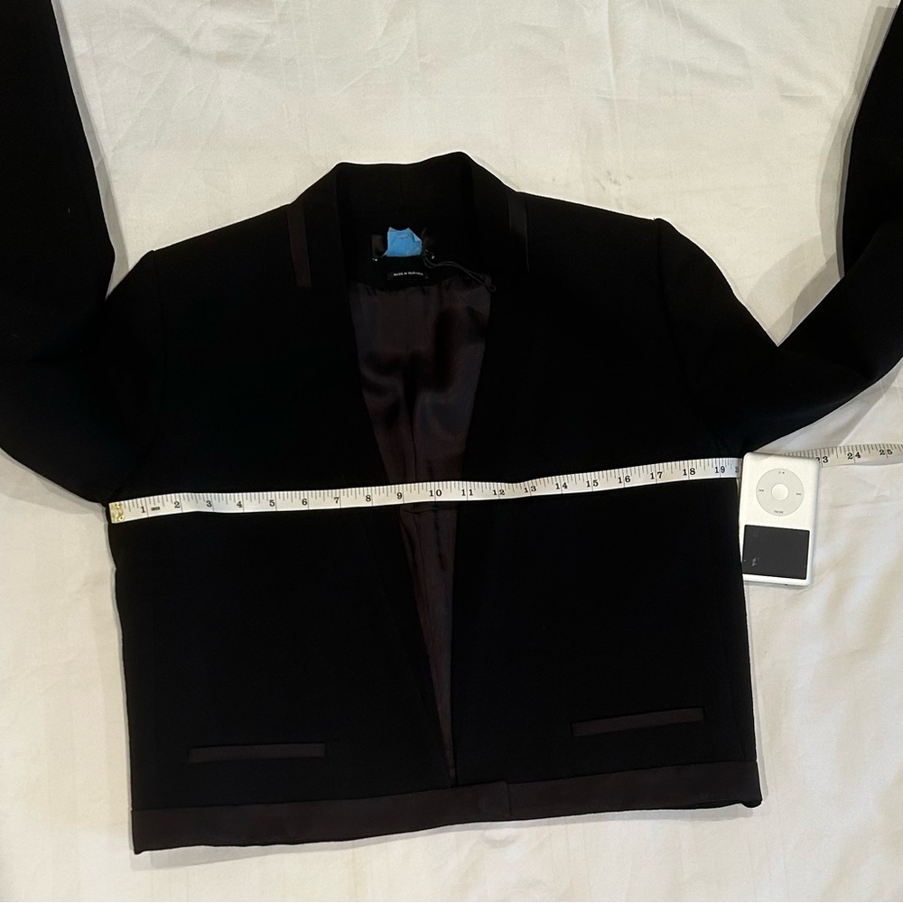 ISABEL MARANT No 1501 Crop Virgin Wool with Tuxedo Trim Blazer Black Women - Picture 11 of 16